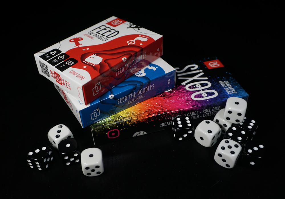 Logic and strategy card games. Feed the Doodles and Sixoo. Card games