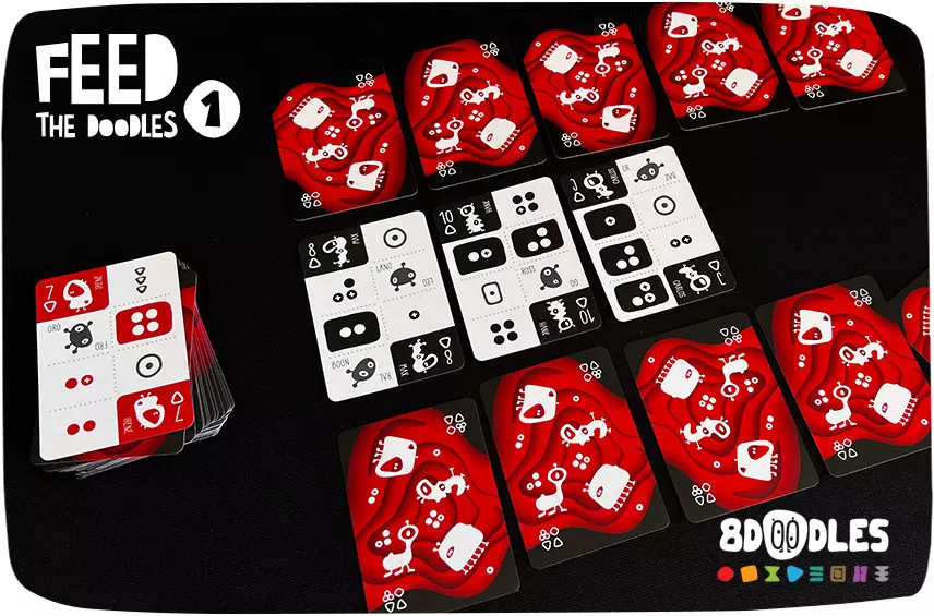 Personalized card game FEED THE DOODLES 1 - RED - The beginning