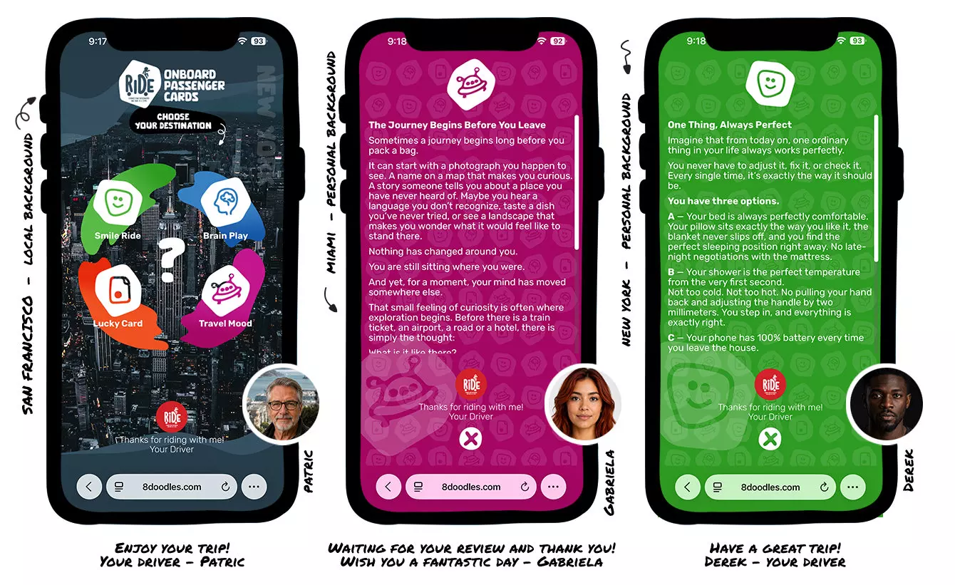 QRious Cards RIDE ON BOARD PASSENGER CARDS by 8doodle - personalized and custom edition