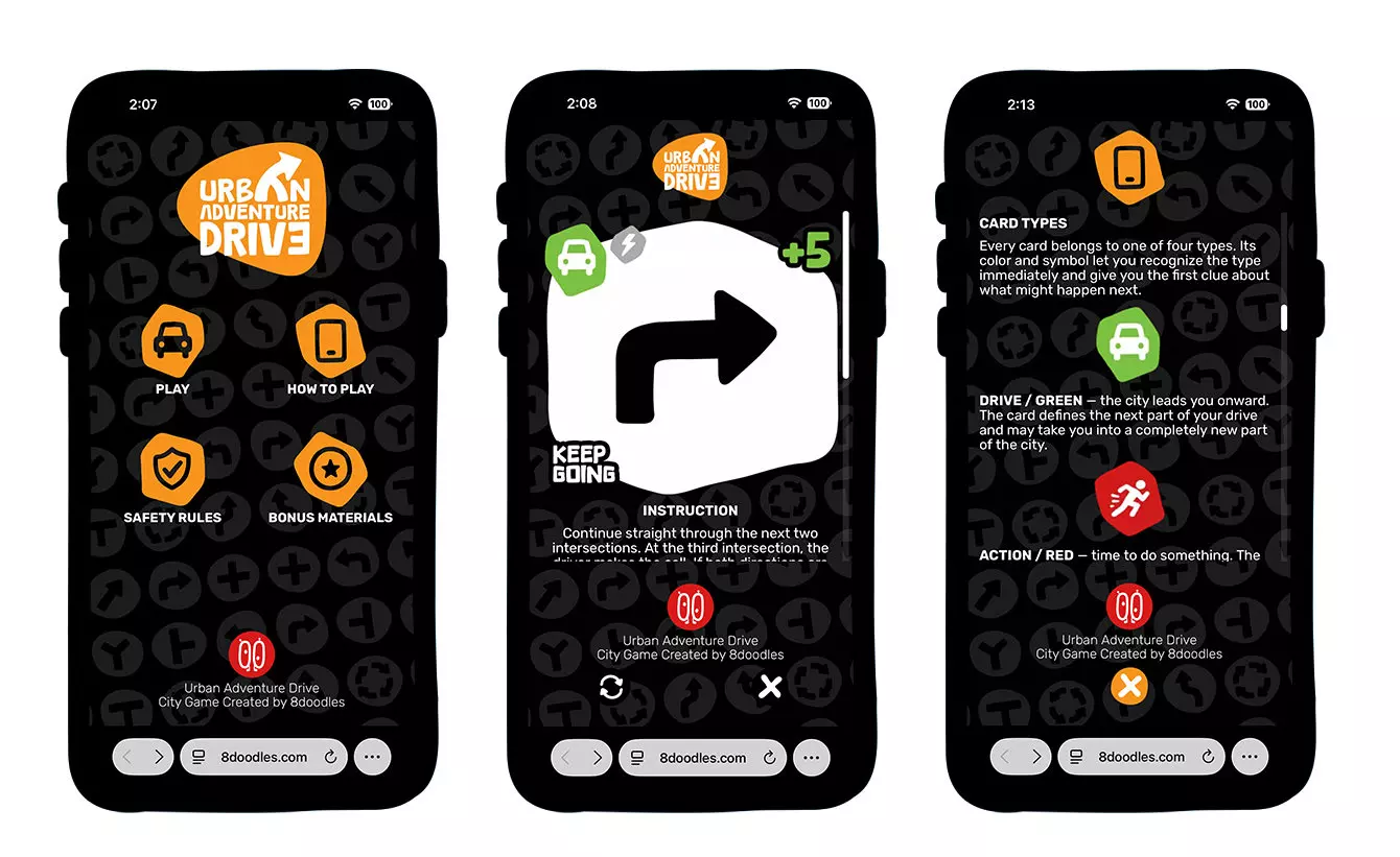 QRious Cards URBAN ADVENTURE DRIVE Game by 8doodles
