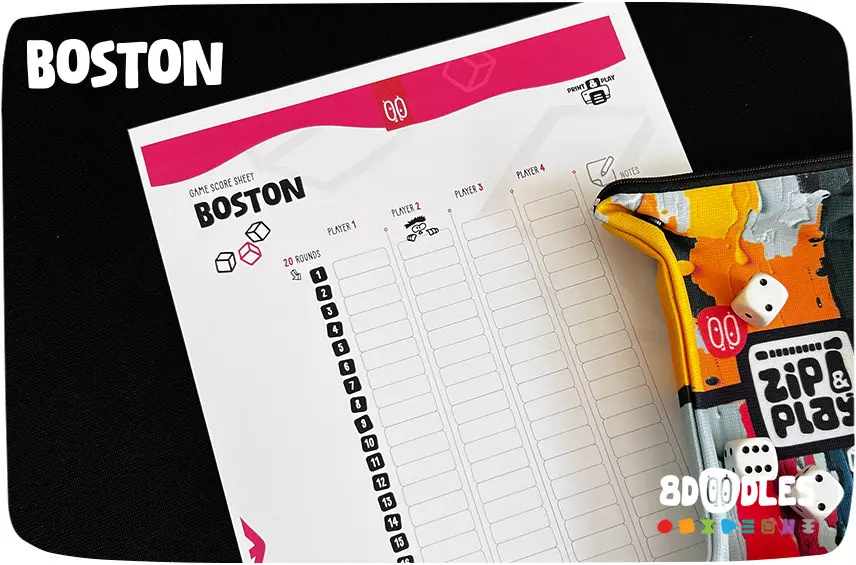 BOSTON dice game score sheet by 8doodles