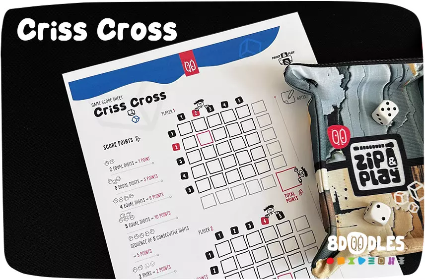 CRISS CROSS dice game score sheet by 8doodles