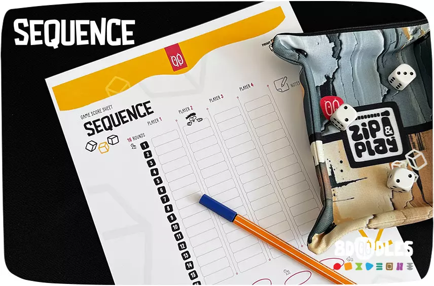 SEQUENCE dice game score sheet by 8doodles
