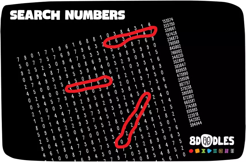 Logic and Puzzle Games by 8doodles - SEARCH NUMBERS