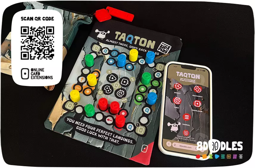 TAQTON Personalized Board Game with Online Card Extensions by 8doodles - scan QR CODE SAMPLE