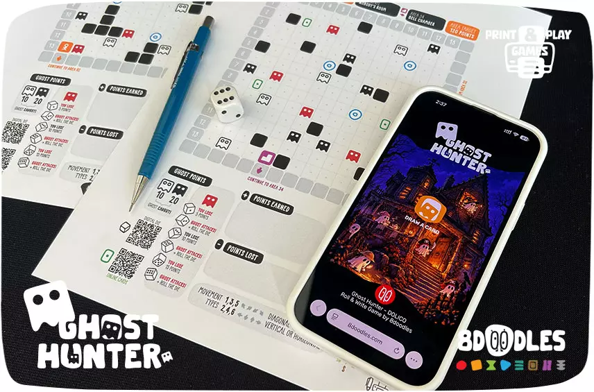 Ghost Hunters - DOLICO - Roll & Write book and game sheets